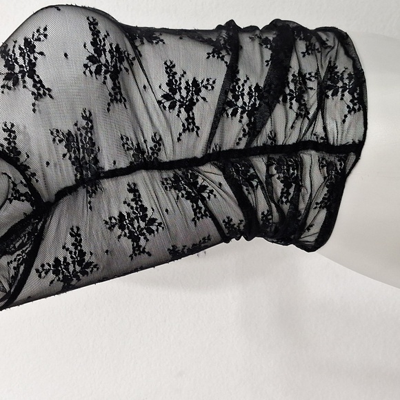 Free For All "NEW" Black Witchy Romantic Sheer Long Sleeve Lace Blouse Size S - Picture 5 of 8